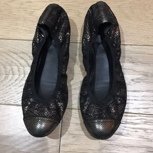 Chanel metallic lace flats